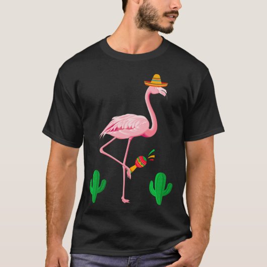 T-shirt Cute Flamant rose Cinco De Mayo Mexicaine Sombrero (Devant)