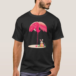 T-shirt Cute Flamingo Protecting Cute Easter Bunny Happy
