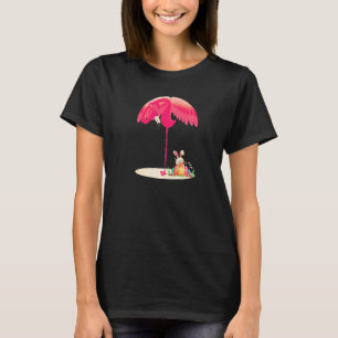 T-shirt Cute Flamingo Protecting Cute Easter Bunny Happy