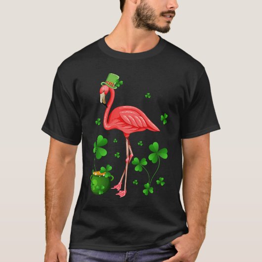 T-shirt Cute Flamingo St Patrick's Day Leprechaun Hat Flam (Devant)