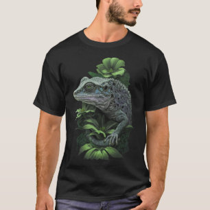 T-shirt Cute Fleur verte Gecko Faune Lizard