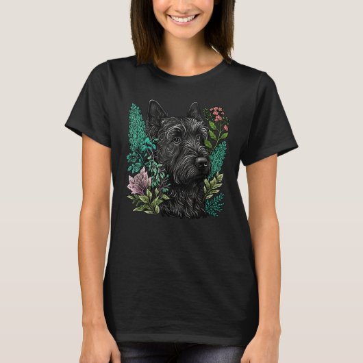 T-shirt Cute Flower Scottie summer Floral Scottish Terrier (Devant)
