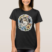 T-shirt Cute Flower summer Floral Alaskan Malamute 1 (Devant)