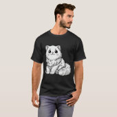 T-shirt Cute Fluffy Chat noir blanc (Devant entier)
