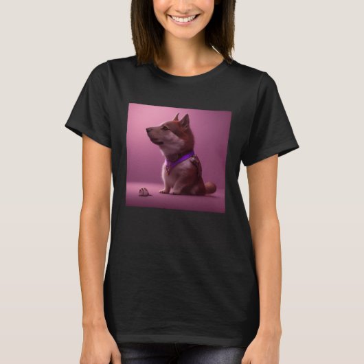 T-shirt Cute Fluffy Dog Shiba Inu Husky Sheepdog Shepherd  (Devant)