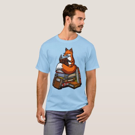 T-shirt Cute Fox livre animal de lecture (Devant entier)