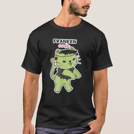 T-shirt Cute Frankenstein Chat Funny Zombie Kitten (Devant)