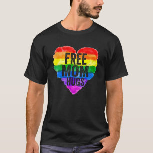 T-shirt Cute Free Mom Hugs Pride Lgbt Rainbow Flag Heart F