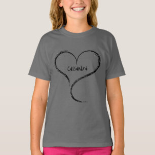 T-shirt Cute freeform heart for your name kids
