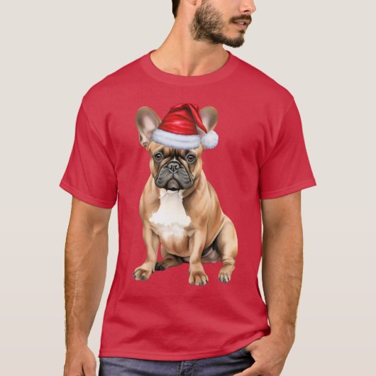 T-shirt Cute French Bulldog Funny Christmas (Devant)