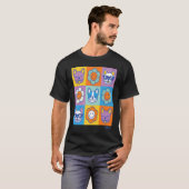 T-shirt Cute French Bulldogs with Retro Smiling Daisy Flow (Devant entier)