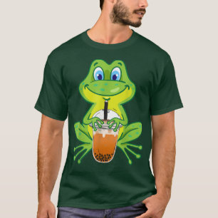 T-shirt Cute Frog Boire Bubble Lait Thé Drôle Boba Thé
