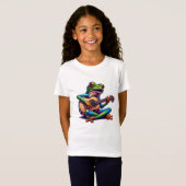 T-Shirt Cute Frog Jouer une guitare (Devant entier)