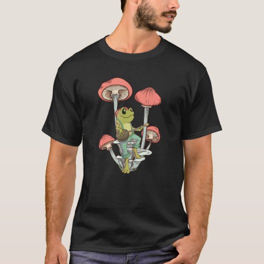 T-shirt Cute Frog Playing Banjo On Mushroom (Devant)
