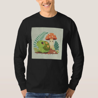 T-shirt Cute Frog Snail Illustration Shell Friends Women K