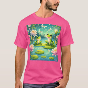 T-shirt Cute Frogs Lily Pads Et Fireflies - Whimsical Pour