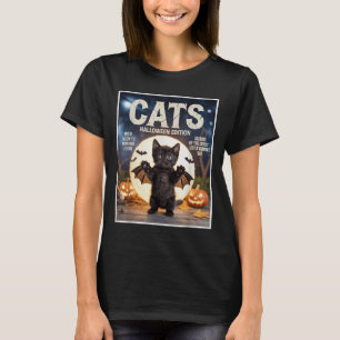 T-shirt Cute Funky Chat Noir En Costume De Chat Halloween