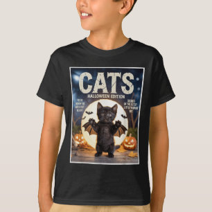 T-shirt Cute Funky Chat Noir En Costume De Chat Halloween