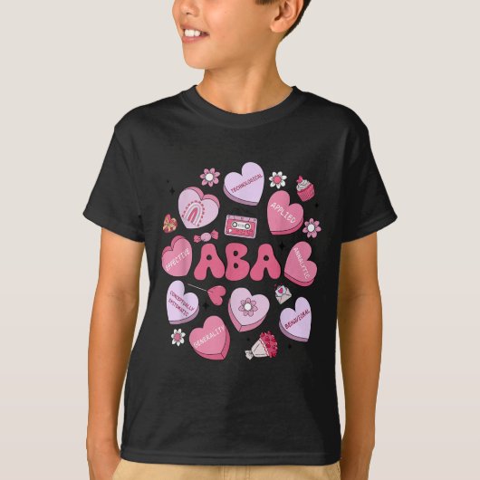 T-shirt Cute Funny Aba Therapy Candy Heart Slp Behavior Va (Devant)
