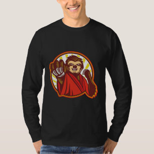 T-shirt Cute Funny Animal Sloth Dessin Martial Arts Maste