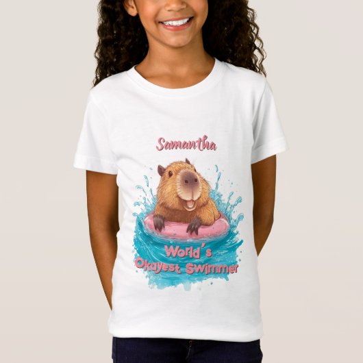 T-Shirt Cute Funny Capybara Monde nage les plus Okayest Ki (Devant)