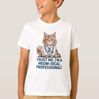 T-shirt Cute Funny Cat Medical Pun Illustration