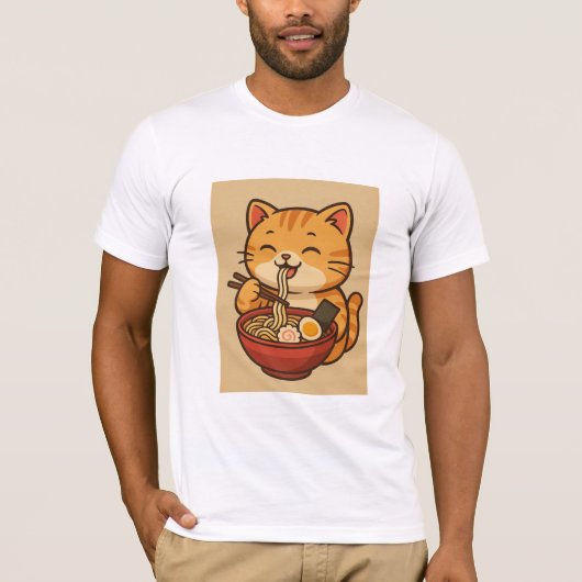 T-shirt Cute Funny Cat Ramen | Graphic Tee (Devant)