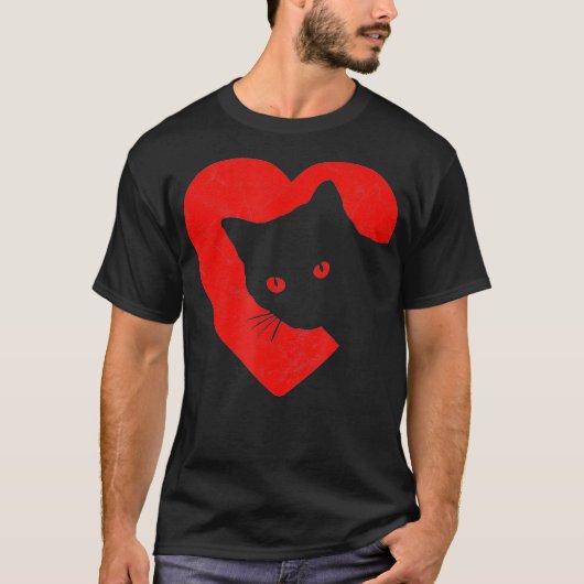 T-shirt Cute Funny Chat Valentines Coeur Graphique (Devant)