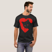 T-shirt Cute Funny Chat Valentines Coeur Graphique (Devant entier)
