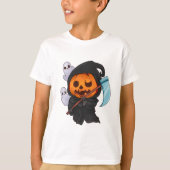 T-shirt Cute Funny Citrouille Head Grim Reaper (Devant)
