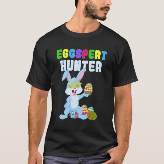 T-shirt Cute Funny Eggspert Hunter Boys Easter Rabbit Egg (Devant)