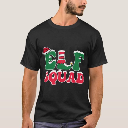T-shirt Cute Funny Elf Squad Noël (Devant)