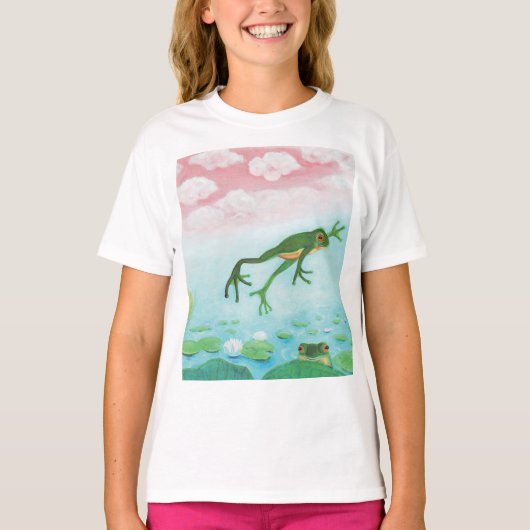 T-shirt Cute Funny Frog Sauts Dans L'Étang (Devant)