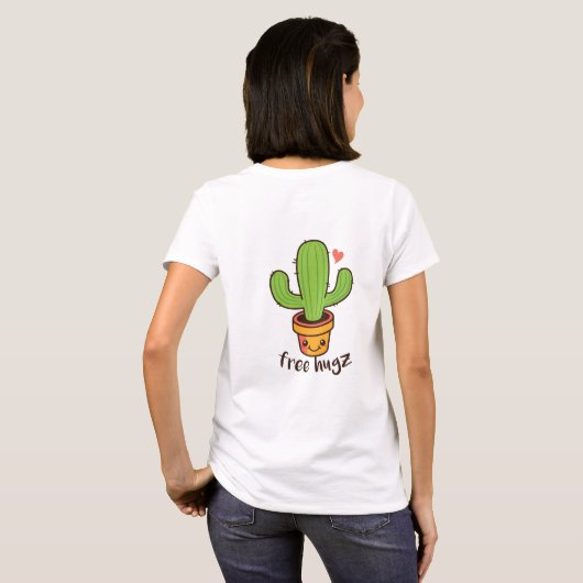 T-shirt Cute Funny LIBRE HUGS Hugz Cactus Cactus Prickly (Dos entier)
