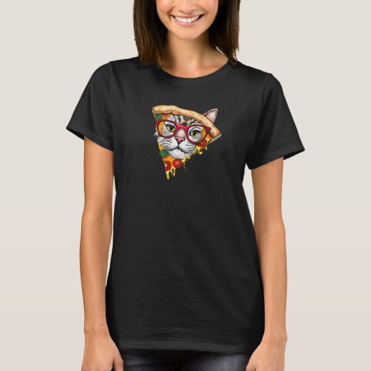 T-shirt Cute Funny Pizza Cat Premium (Devant)