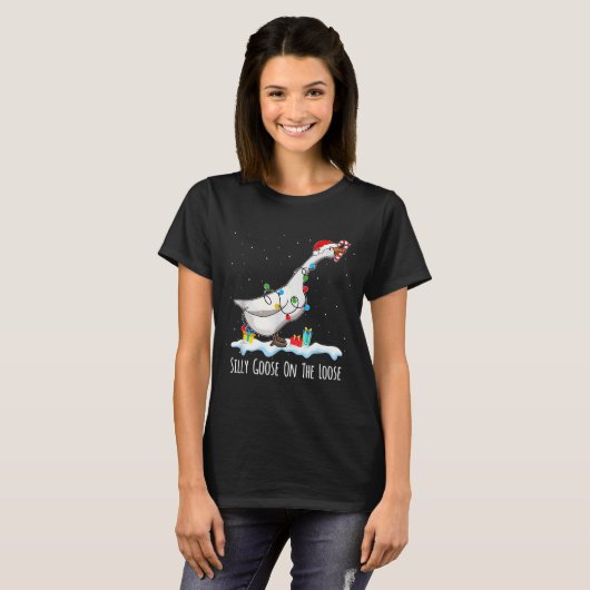 T-shirt Cute Funny Santa Duck Silly Goose On The Loose Chr (Devant entier)