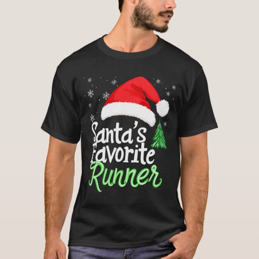 T-shirt Cute Funny Santa's Favorite Runner Christmas Run H (Devant)