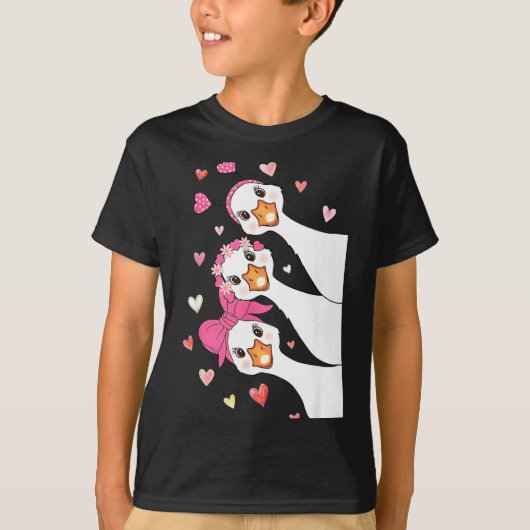 T-shirt Cute Funny Valentine Silly Gooses Heart Love Match (Devant)