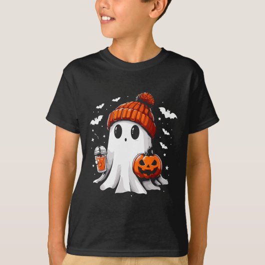 T-shirt Cute Ghost Boire Café Halloween Ghost Café (Devant)
