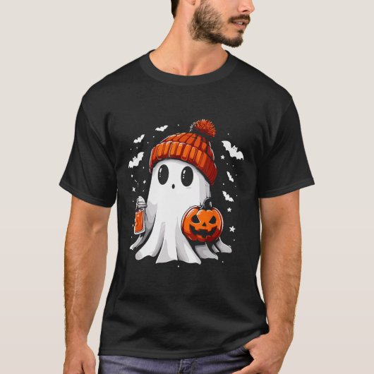 T-shirt Cute Ghost Boire Café Halloween Ghost Café (Devant)