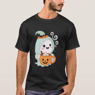 T-shirt Cute Ghost Boire Citrouille Spice Latte Ghost Hall