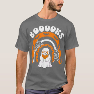 T-shirt Cute Ghost Book Rainbow Reading Top Teacher Booook