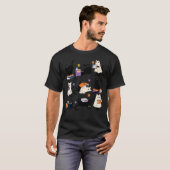 T-shirt Cute Ghost Chat Lecture Livres Lover Bookish Hallo (Devant entier)