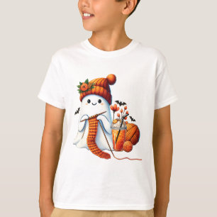 T-shirt Cute Ghost Crochet Tricot Amateurs Halloween Café
