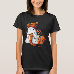 T-shirt Cute Ghost Crochet Tricot Amateurs Halloween Café