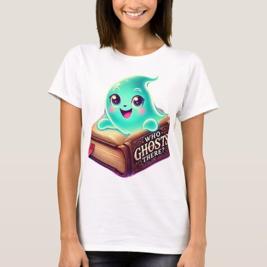 T-shirt Cute Ghost & Haunted Book - Conception Éffrayante  (Devant)