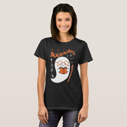 T-shirt Cute Ghost Lecture : Halloween Conception de l'ens (Devant entier)