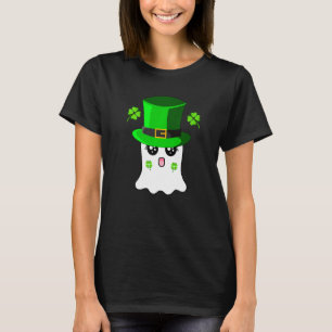 T-shirt Cute Ghost Leprechaun Avec Shamrock Pour St Patric