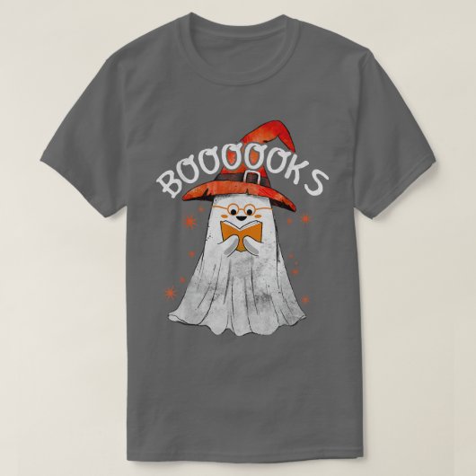 T-shirt Cute Ghost Reading Boooks Top Book Teacher Hallow (Design devant)