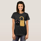 T-shirt Cute Ginger Chat Kitten Noir Aimer Valentines Day (Devant entier)